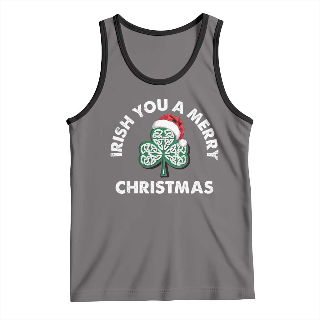 Irish Christmas Tank Top Irish You A Merry Christmas Celtic Shamrock TS09 Deep Heather Black Print Your Wear