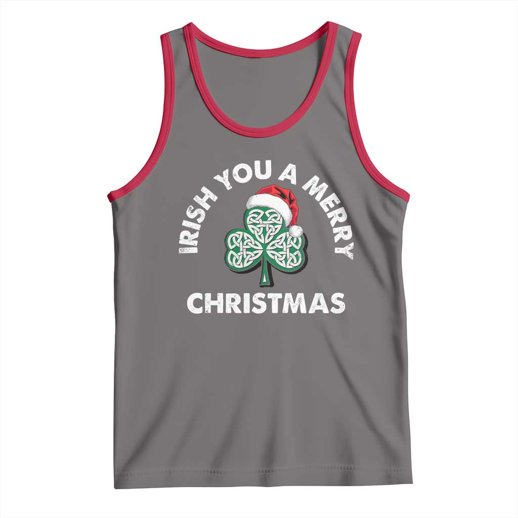 Irish Christmas Tank Top Irish You A Merry Christmas Celtic Shamrock TS09 Deep Heather Red Print Your Wear