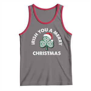 Irish Christmas Tank Top Irish You A Merry Christmas Celtic Shamrock TS09 Deep Heather Red Print Your Wear