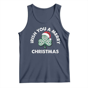 Irish Christmas Tank Top Irish You A Merry Christmas Celtic Shamrock TS09 Navy Print Your Wear