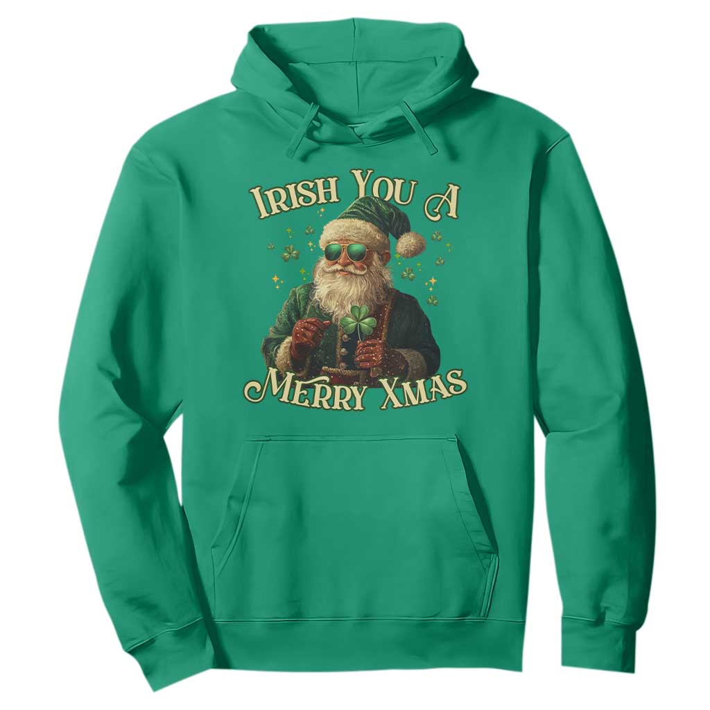 Irish You A Merry Xmas Hoodie Shamrock Santa Ireland Lucky TS09 Irish Green Print Your Wear