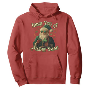 Irish You A Merry Xmas Hoodie Shamrock Santa Ireland Lucky TS09 Red Print Your Wear
