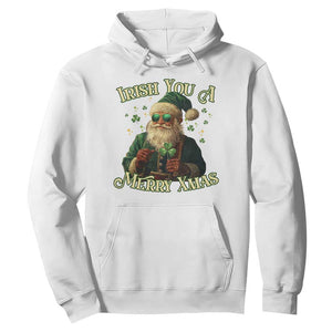 Irish You A Merry Xmas Hoodie Shamrock Santa Ireland Lucky TS09 White Print Your Wear