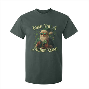 Irish You A Merry Xmas T Shirt For Kid Shamrock Santa Ireland Lucky TS09 Dark Forest Green Print Your Wear
