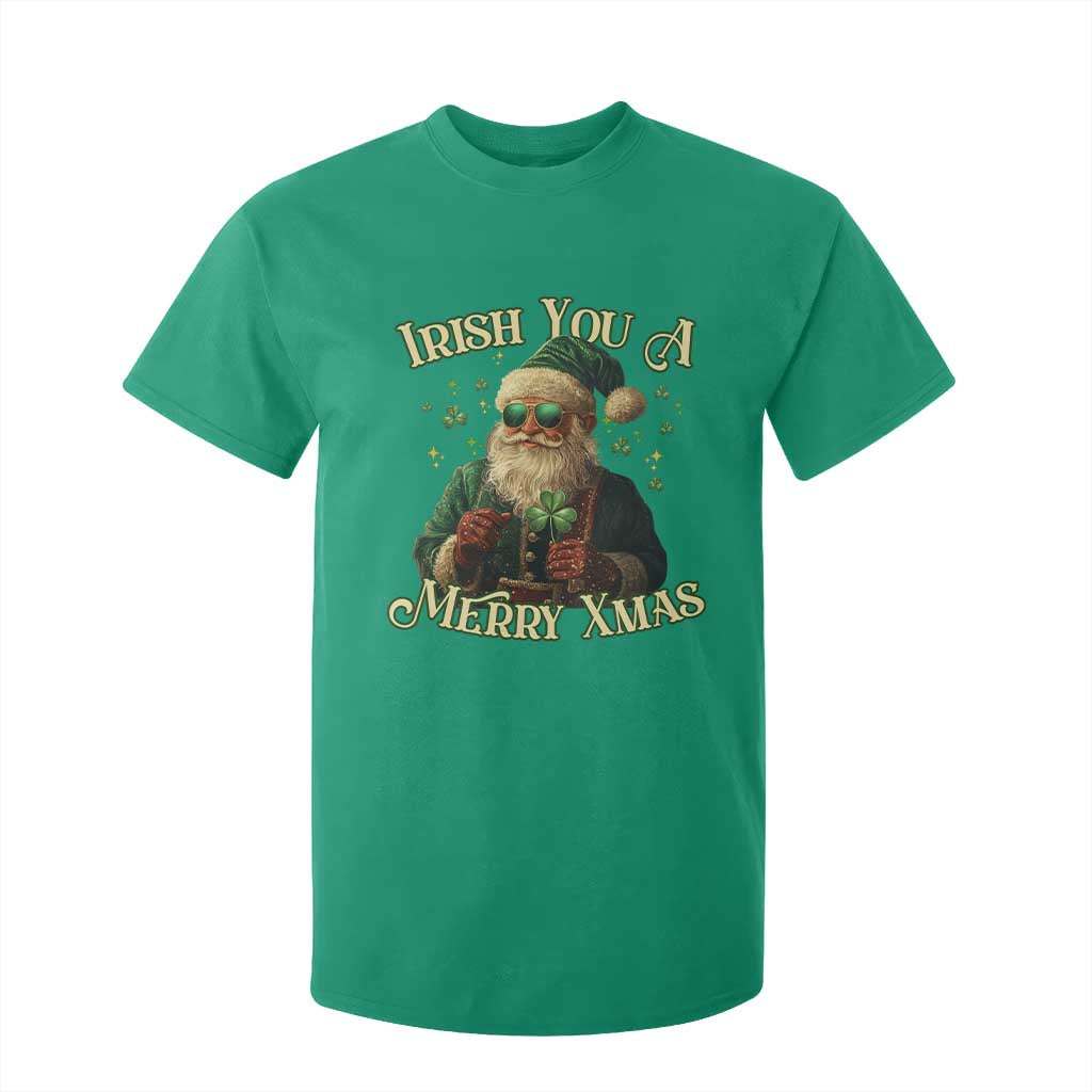 Irish You A Merry Xmas T Shirt For Kid Shamrock Santa Ireland Lucky TS09 Irish Green Print Your Wear