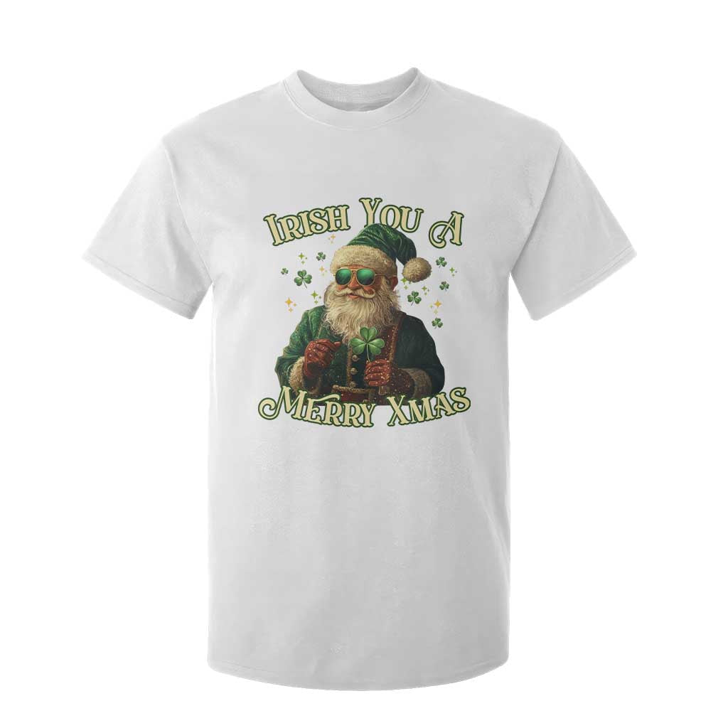 Irish You A Merry Xmas T Shirt For Kid Shamrock Santa Ireland Lucky TS09 White Print Your Wear