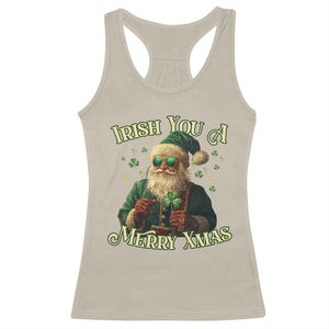 Irish You A Merry Xmas Racerback Tank Top Shamrock Santa Ireland Lucky TS09 Sand Print Your Wear