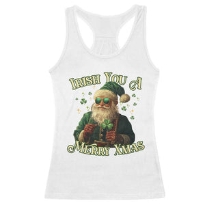 Irish You A Merry Xmas Racerback Tank Top Shamrock Santa Ireland Lucky TS09 White Print Your Wear