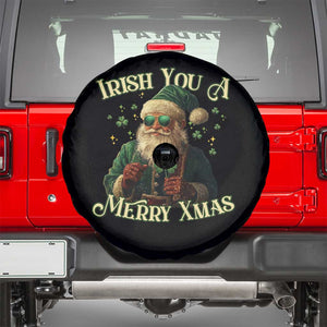 Irish You A Merry Xmas Spare Tire Cover Shamrock Santa Ireland Lucky TS09 Black Print Your Wear