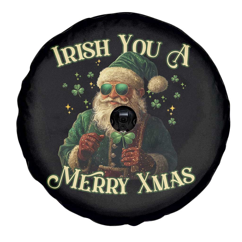Irish You A Merry Xmas Spare Tire Cover Shamrock Santa Ireland Lucky TS09 Print Your Wear
