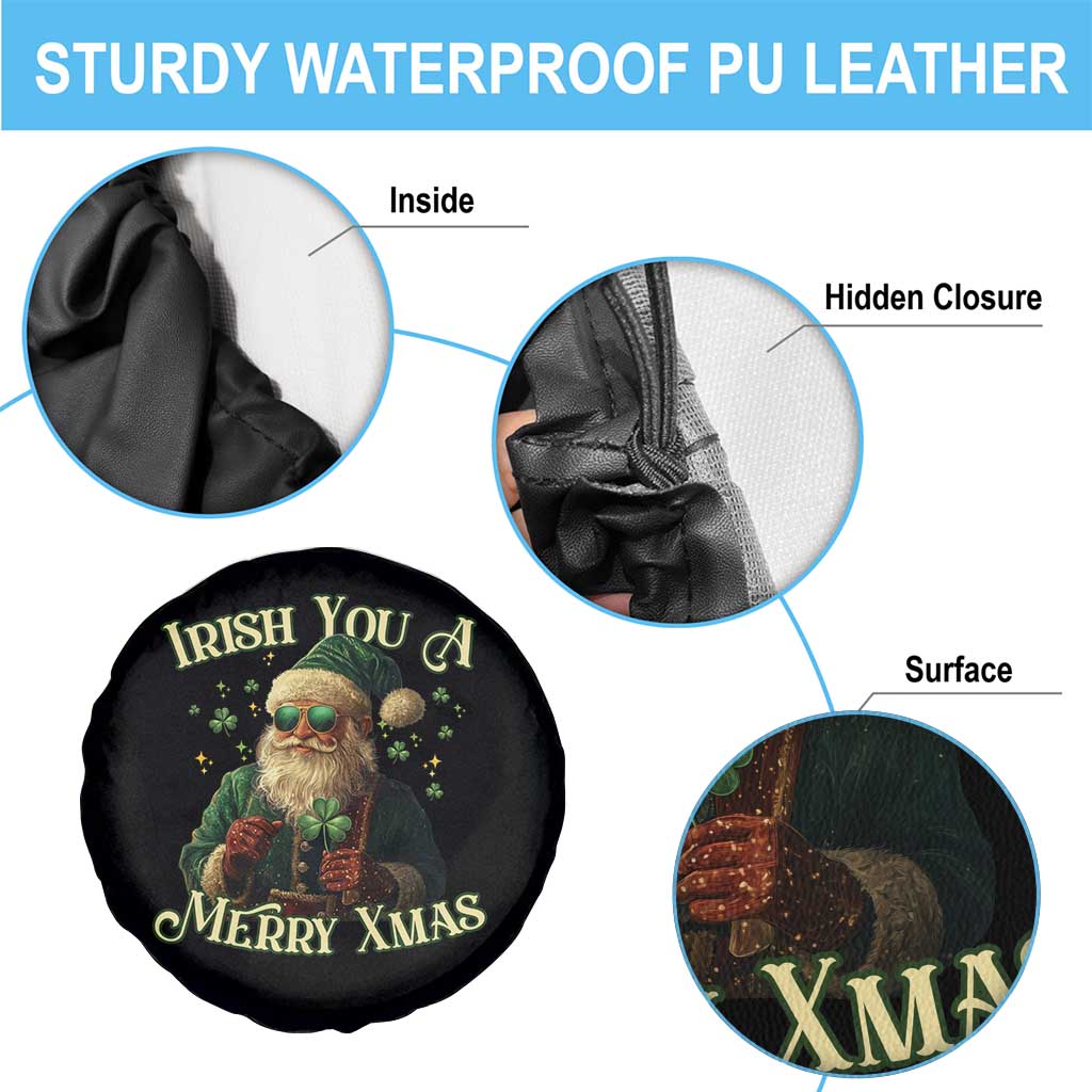 Irish You A Merry Xmas Spare Tire Cover Shamrock Santa Ireland Lucky TS09 Print Your Wear