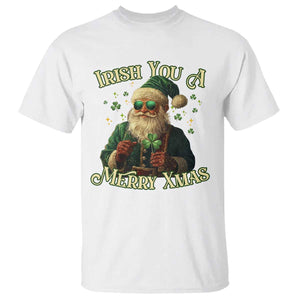 Irish You A Merry Xmas T Shirt Shamrock Santa Ireland Lucky TS09 White Print Your Wear