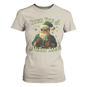 Irish You A Merry Xmas T Shirt For Women Shamrock Santa Ireland Lucky TS09 Sand Print Your Wear