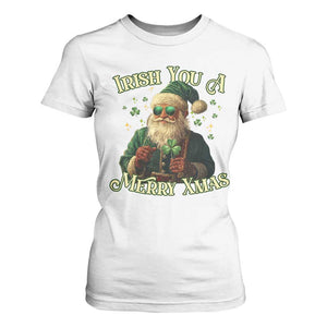 Irish You A Merry Xmas T Shirt For Women Shamrock Santa Ireland Lucky TS09 White Print Your Wear