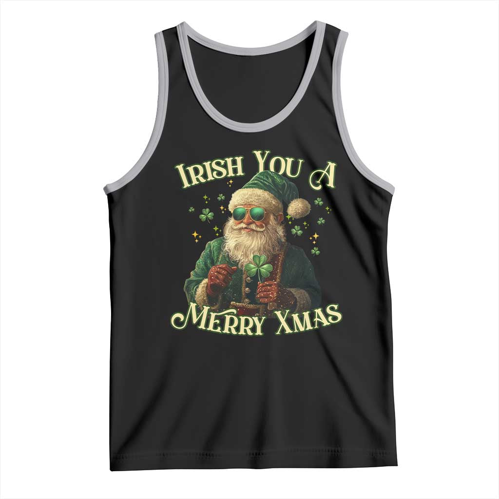 Irish You A Merry Xmas Tank Top Shamrock Santa Ireland Lucky TS09 Black Athletic Heather Print Your Wear
