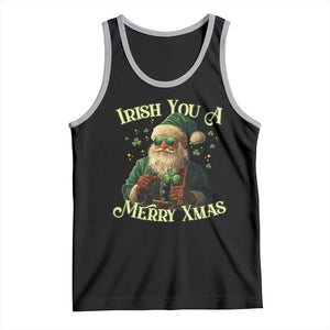 Irish You A Merry Xmas Tank Top Shamrock Santa Ireland Lucky TS09 Black Athletic Heather Print Your Wear