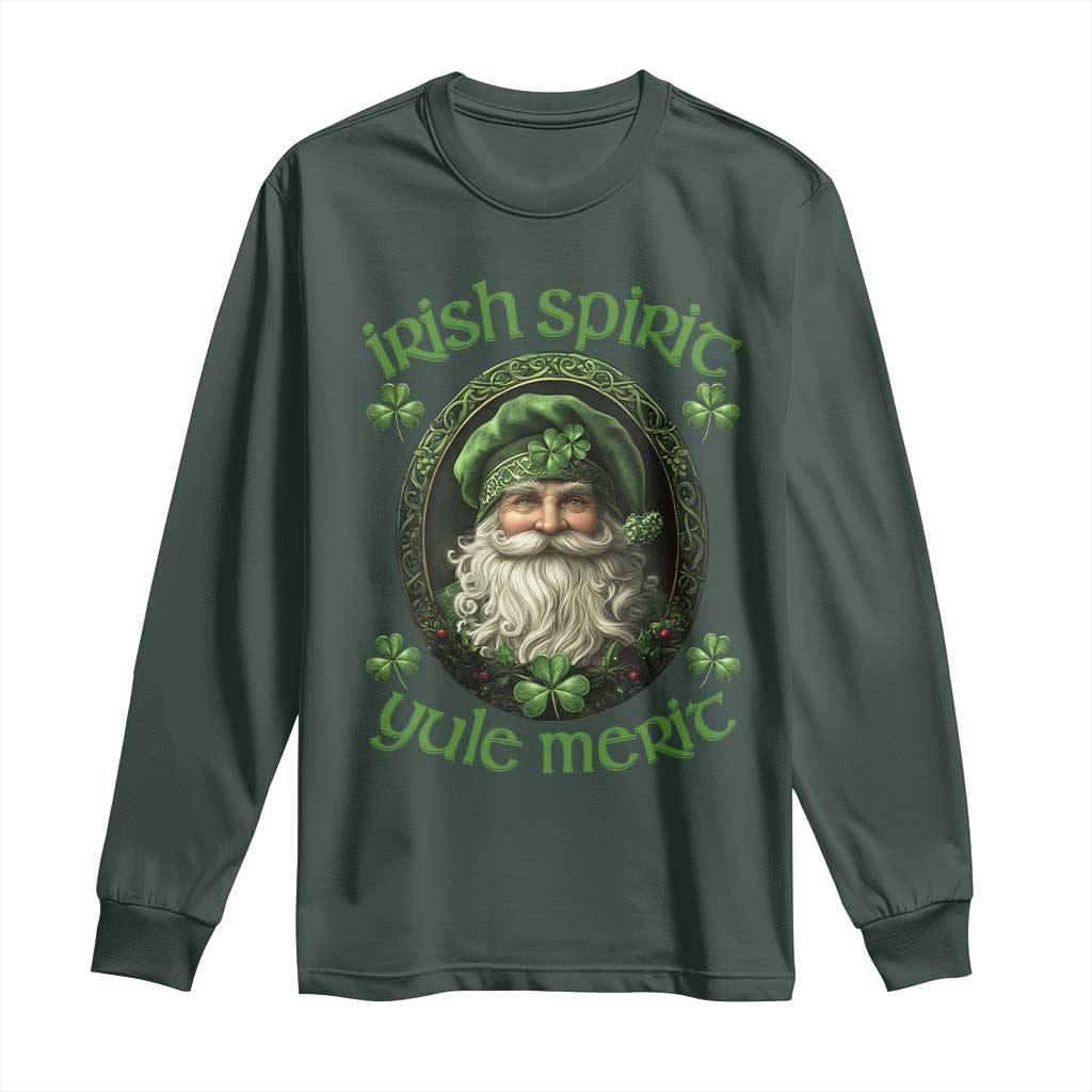 Irish Spirit Yule Merit Long Sleeve Shirt TS09 Dark Forest Green Print Your Wear