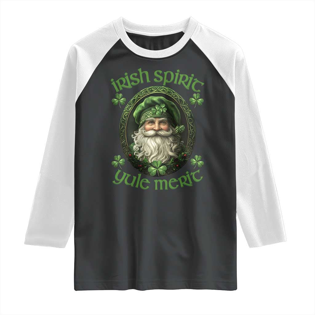 Irish Spirit Yule Merit Raglan Shirt TS09 Black White Print Your Wear