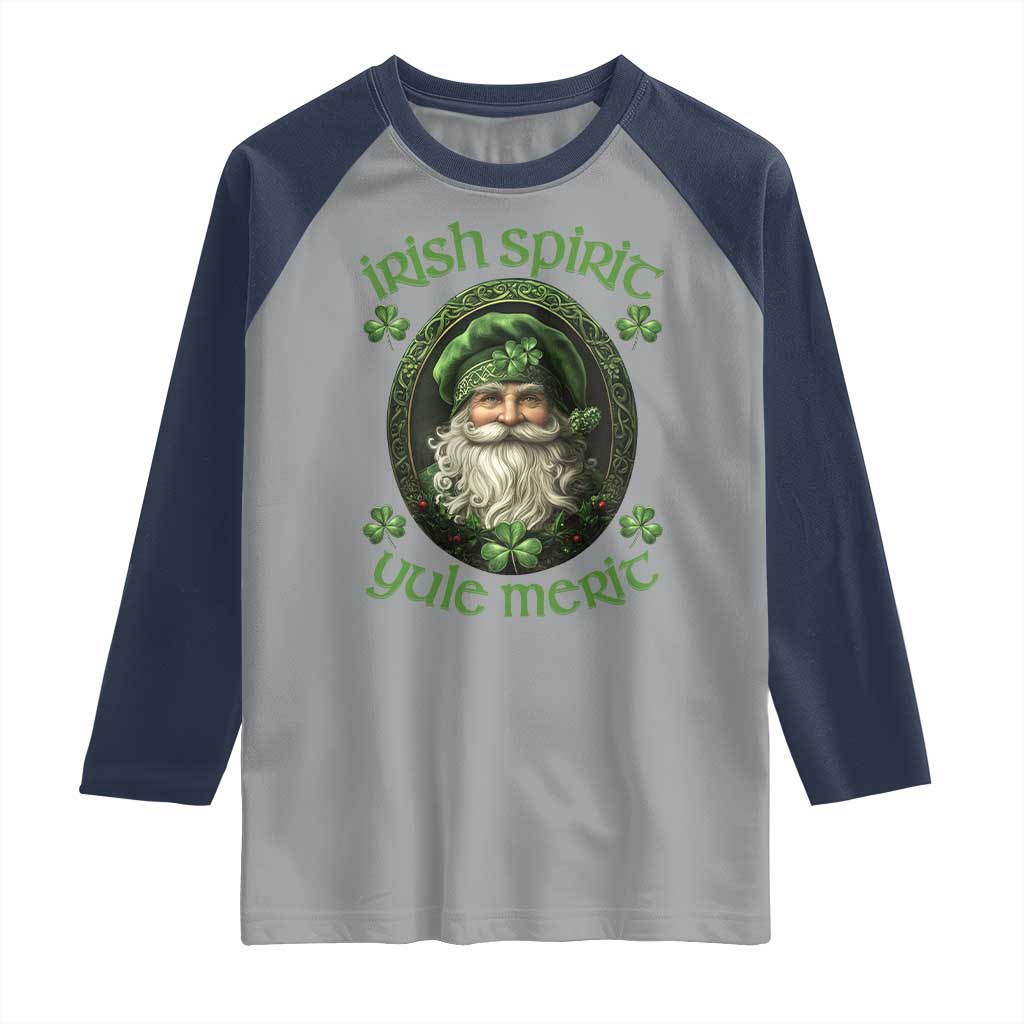 Irish Spirit Yule Merit Raglan Shirt TS09 Sport Gray Navy Print Your Wear