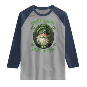 Irish Spirit Yule Merit Raglan Shirt TS09 Sport Gray Navy Print Your Wear