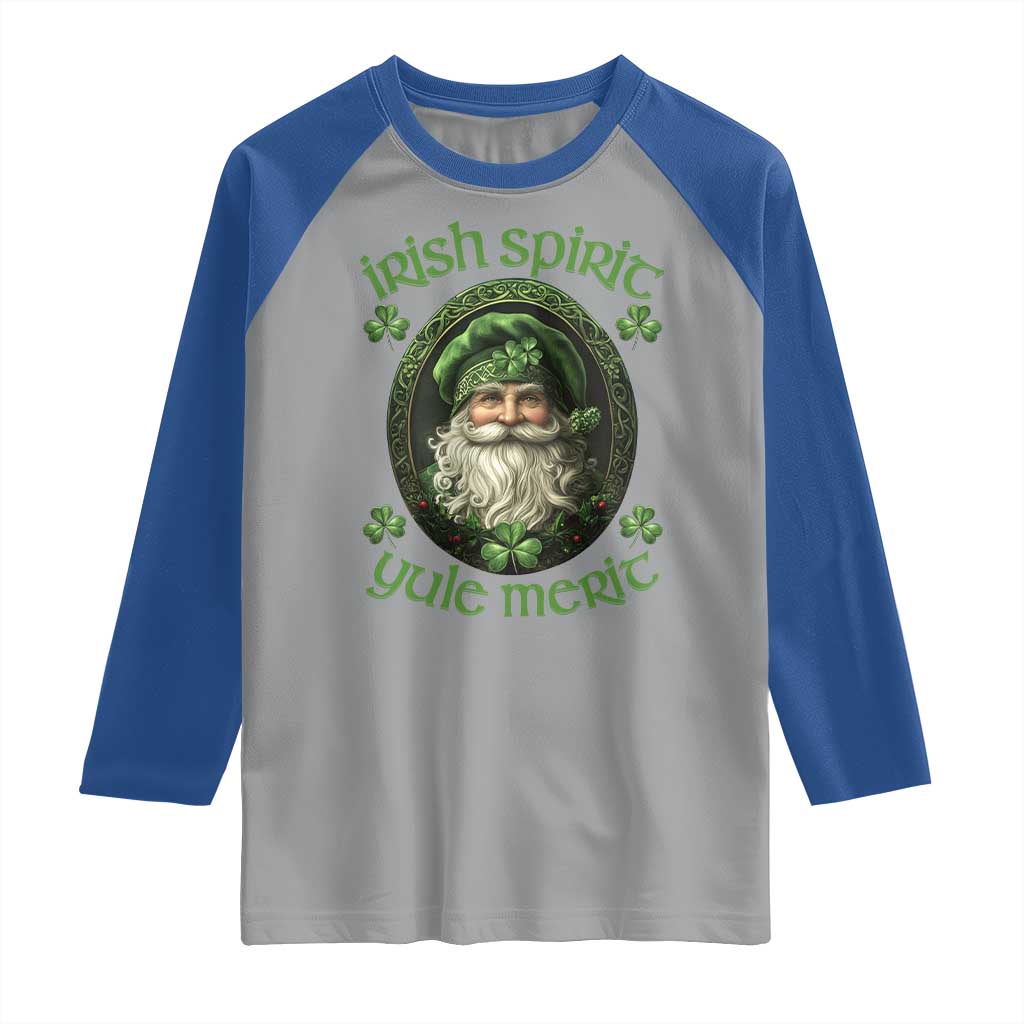 Irish Spirit Yule Merit Raglan Shirt TS09 Sport Gray Royal Print Your Wear