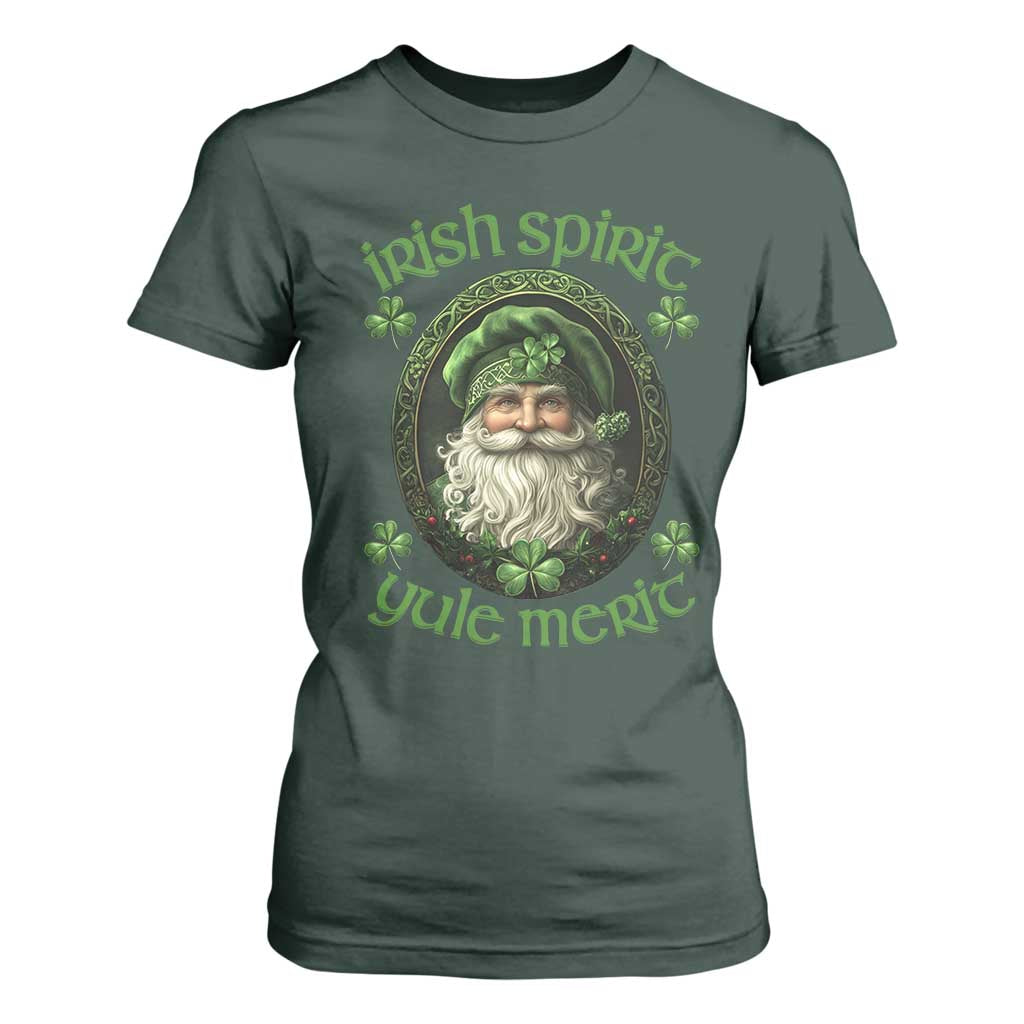 Irish Spirit Yule Merit T Shirt For Women TS09 Dark Forest Green Print Your Wear