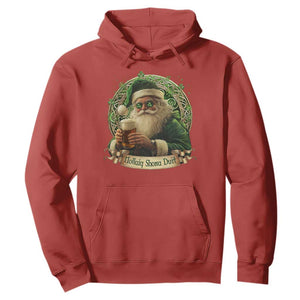 Irish Christmas Hoodie Nollaig Shona Duit Shamrock Santa Drinking Beer TS09 Red Print Your Wear