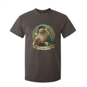 Irish Christmas T Shirt For Kid Nollaig Shona Duit Shamrock Santa Drinking Beer TS09 Dark Chocolate Print Your Wear