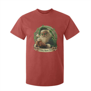 Irish Christmas T Shirt For Kid Nollaig Shona Duit Shamrock Santa Drinking Beer TS09 Red Print Your Wear