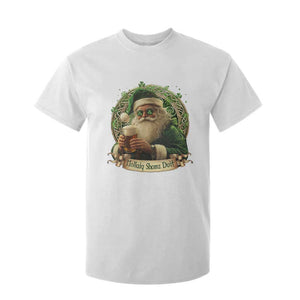 Irish Christmas T Shirt For Kid Nollaig Shona Duit Shamrock Santa Drinking Beer TS09 White Print Your Wear