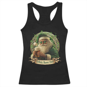 Irish Christmas Racerback Tank Top Nollaig Shona Duit Shamrock Santa Drinking Beer TS09 Black Print Your Wear