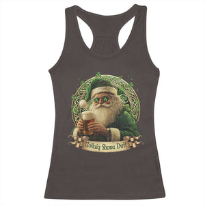 Irish Christmas Racerback Tank Top Nollaig Shona Duit Shamrock Santa Drinking Beer TS09 Dark Chocolate Print Your Wear