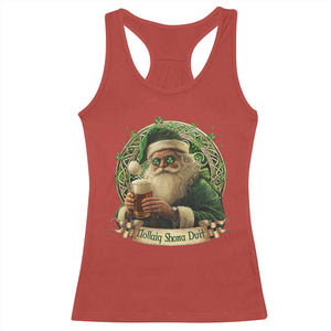 Irish Christmas Racerback Tank Top Nollaig Shona Duit Shamrock Santa Drinking Beer TS09 Red Print Your Wear
