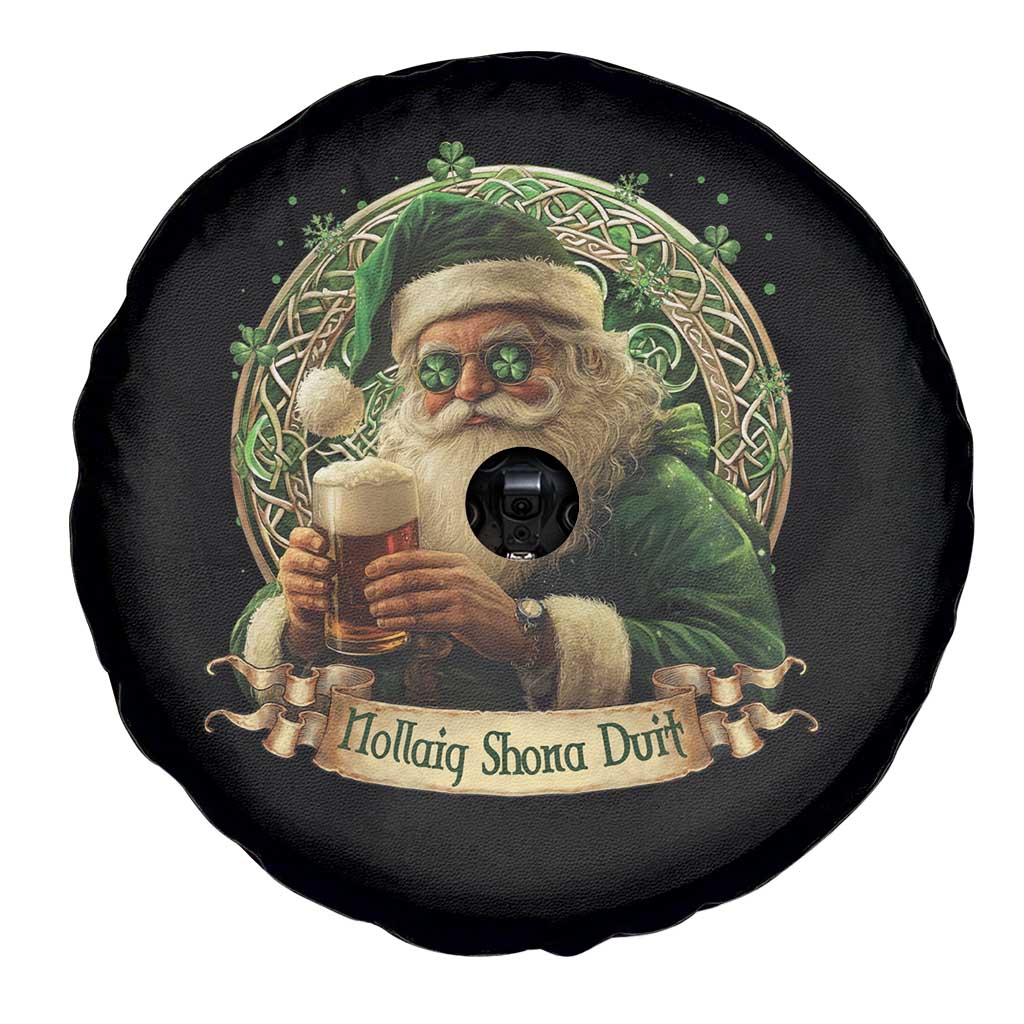 Irish Christmas Spare Tire Cover Nollaig Shona Duit Shamrock Santa Drinking Beer TS09 Print Your Wear