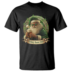 Irish Christmas T Shirt Nollaig Shona Duit Shamrock Santa Drinking Beer TS09 Black Print Your Wear