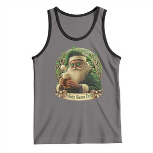 Irish Christmas Tank Top Nollaig Shona Duit Shamrock Santa Drinking Beer TS09 Deep Heather Black Print Your Wear