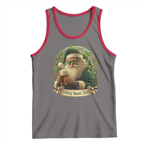 Irish Christmas Tank Top Nollaig Shona Duit Shamrock Santa Drinking Beer TS09 Deep Heather Red Print Your Wear