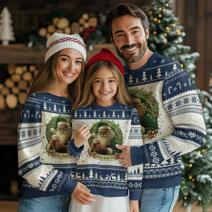 Irish Xmas Ugly Christmas Sweater Nollaig Shona Duit Shamrock Santa Drinking Beer TS09 Navy Print Your Wear