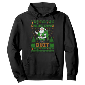 Irish Christmas Hoodie Nollaig Shona Duit Shamrock Santa Lucky For Everyone TS09 Black Print Your Wear