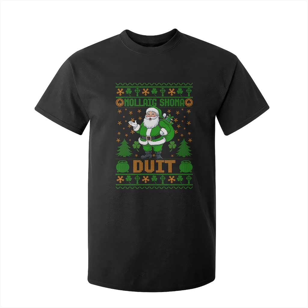 Irish Christmas T Shirt For Kid Nollaig Shona Duit Shamrock Santa Lucky For Everyone TS09 Black Print Your Wear