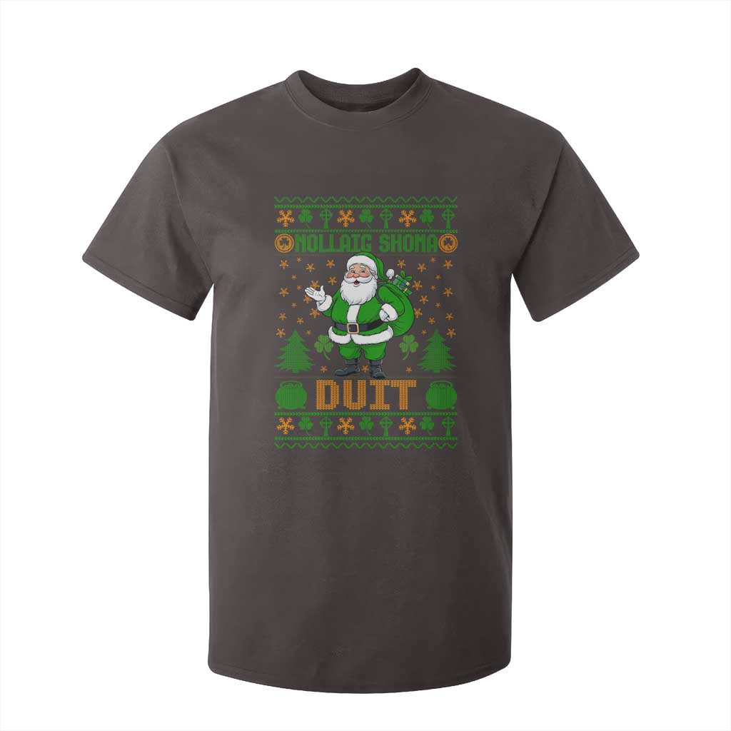 Irish Christmas T Shirt For Kid Nollaig Shona Duit Shamrock Santa Lucky For Everyone TS09 Dark Chocolate Print Your Wear