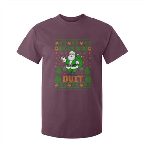 Irish Christmas T Shirt For Kid Nollaig Shona Duit Shamrock Santa Lucky For Everyone TS09 Maroon Print Your Wear