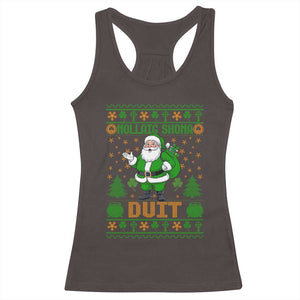 Irish Christmas Racerback Tank Top Nollaig Shona Duit Shamrock Santa Lucky For Everyone TS09 Dark Chocolate Print Your Wear