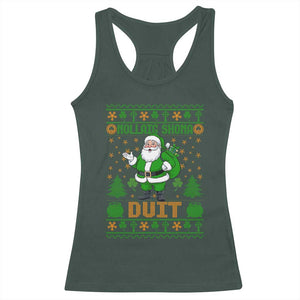 Irish Christmas Racerback Tank Top Nollaig Shona Duit Shamrock Santa Lucky For Everyone TS09 Dark Forest Green Print Your Wear