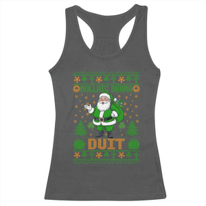 Irish Christmas Racerback Tank Top Nollaig Shona Duit Shamrock Santa Lucky For Everyone TS09 Dark Heather Print Your Wear
