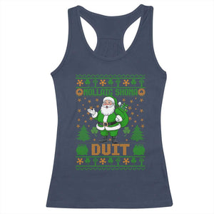 Irish Christmas Racerback Tank Top Nollaig Shona Duit Shamrock Santa Lucky For Everyone TS09 Navy Print Your Wear