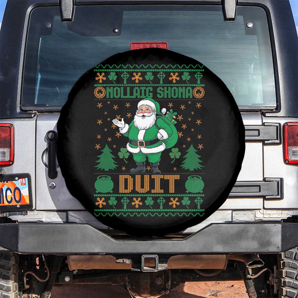 Irish Christmas Spare Tire Cover Nollaig Shona Duit Shamrock Santa Lucky For Everyone TS09 No hole Black Print Your Wear
