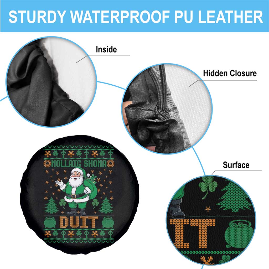 Irish Christmas Spare Tire Cover Nollaig Shona Duit Shamrock Santa Lucky For Everyone TS09 Print Your Wear