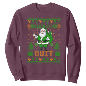 Irish Christmas Sweatshirt Nollaig Shona Duit Shamrock Santa Lucky For Everyone TS09 Maroon Print Your Wear
