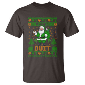 Irish Christmas T Shirt Nollaig Shona Duit Shamrock Santa Lucky For Everyone TS09 Dark Chocolate Print Your Wear